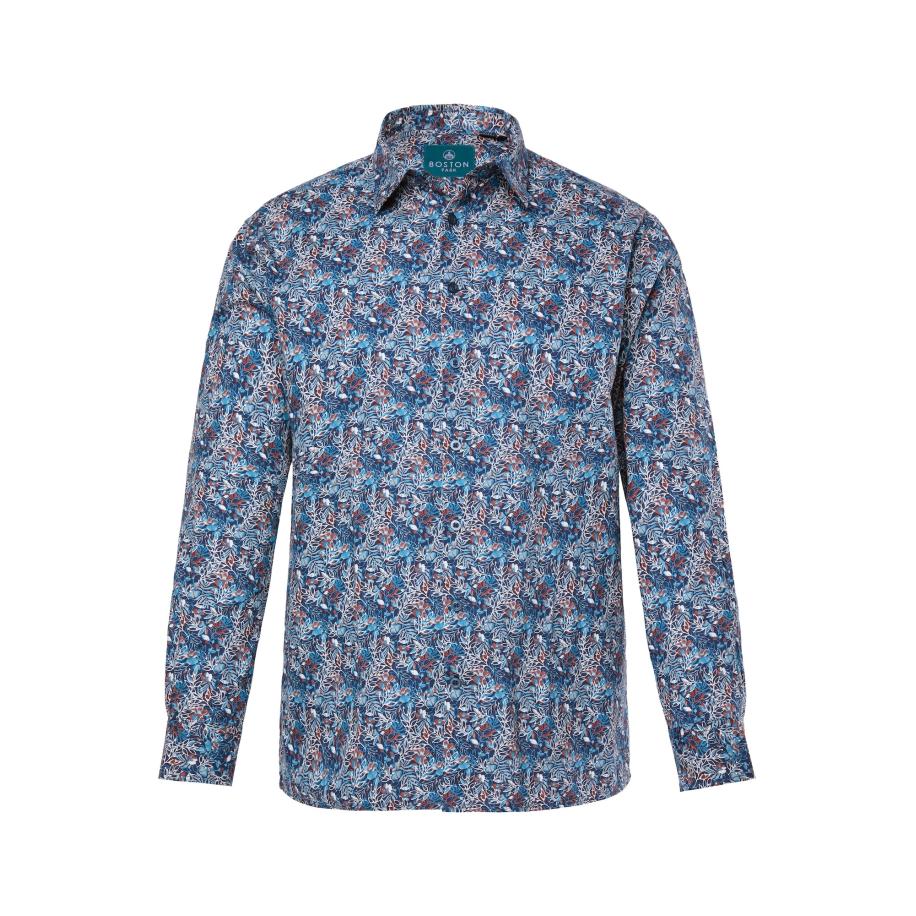 Boston Park Boston Park Overhemd navy / lichtblauw / oxide / wit -