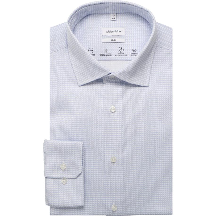 Seidensticker Overhemd lichtblauw, Bedrukt Blauw