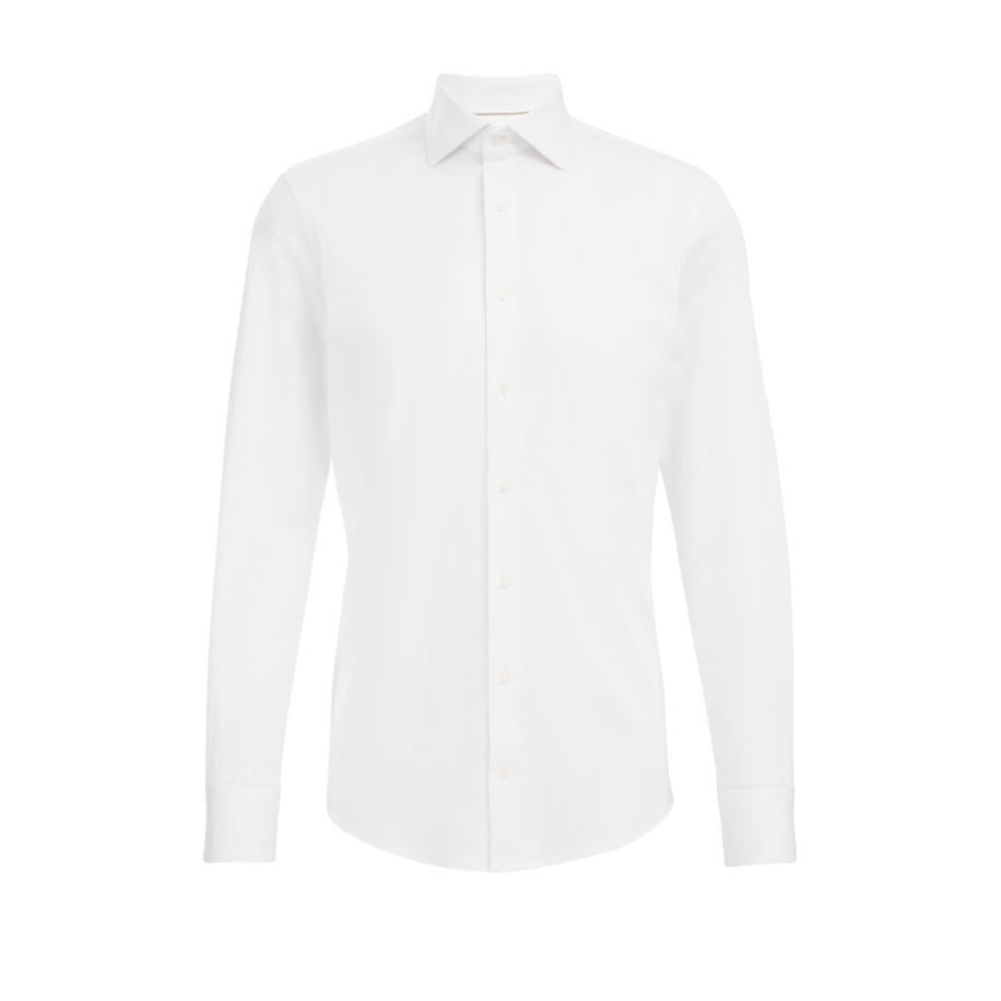 Fundamentals heren premium easy-care jersey overhemd - Slim Fit - Wit - Katoen - Maat: XS Wit