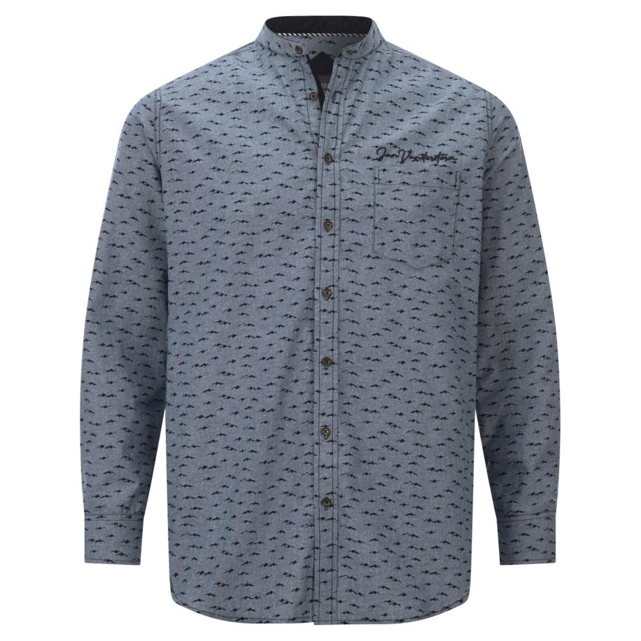 jan vanderstorm Jan Vanderstorm Overhemd Leifbjorn nachtblauw / duifblauw -