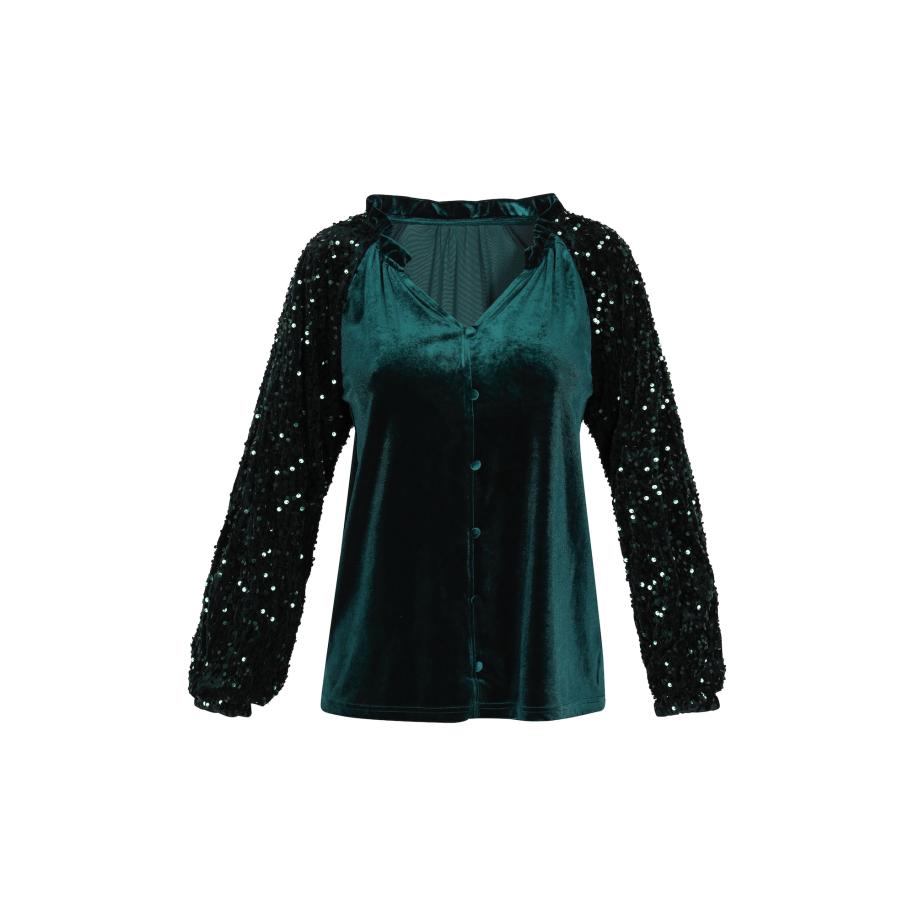 NAEMI NAEMI Blouse smaragd / zwart -