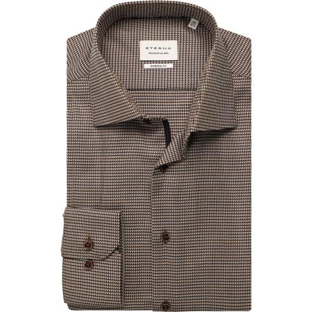 ETERNA Overhemd bruin, Gestructureerd