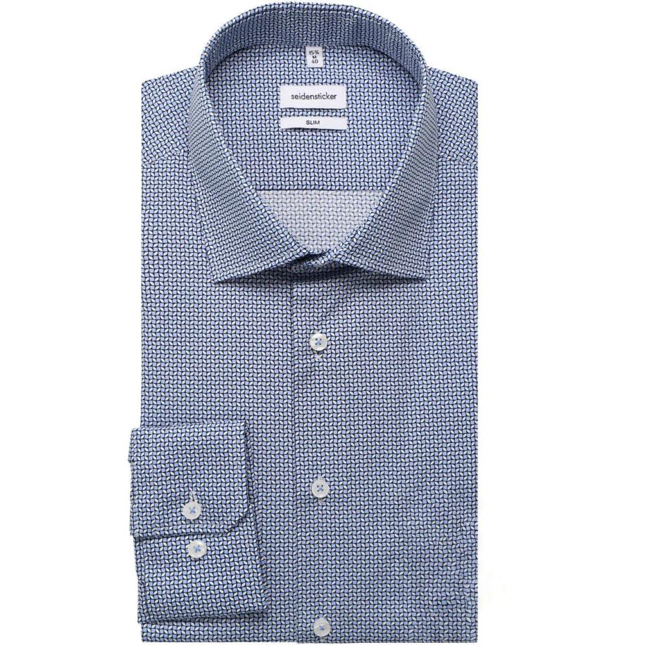 Seidensticker Overhemd blauw, Motief Blauw