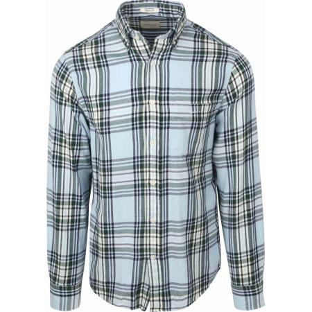 Gant Overhemd Flanel Ruit Blauw