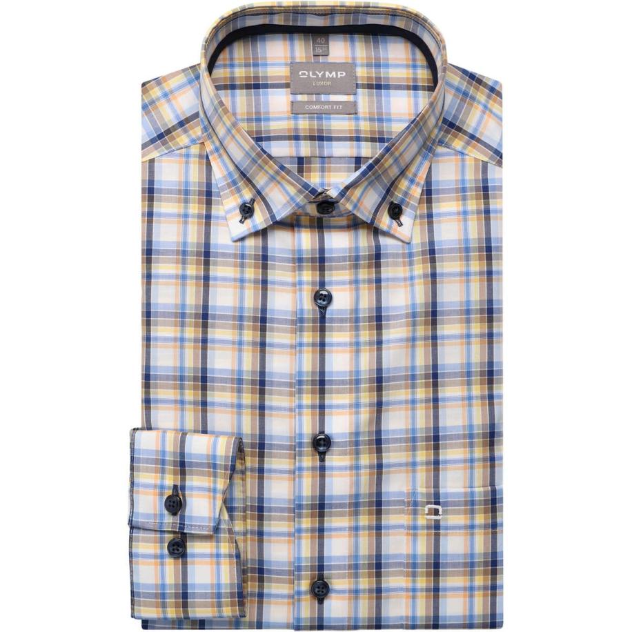 OLYMP Luxor Overhemd bruin, Ruit Bruin