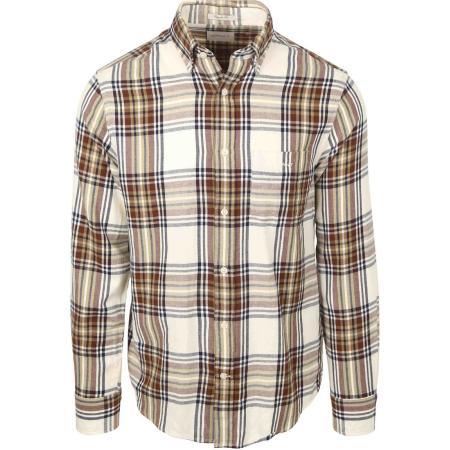 Gant Overhemd Flanel Ruit Ecru