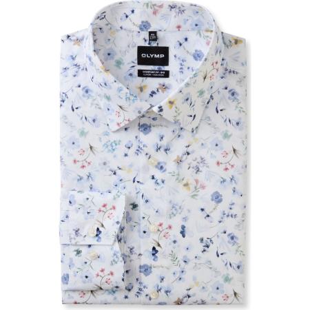 OLYMP Luxor Overhemd wit, Bedrukt