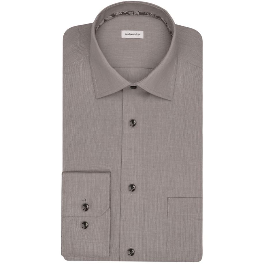 Seidensticker Overhemd grijs, Effen Grijs