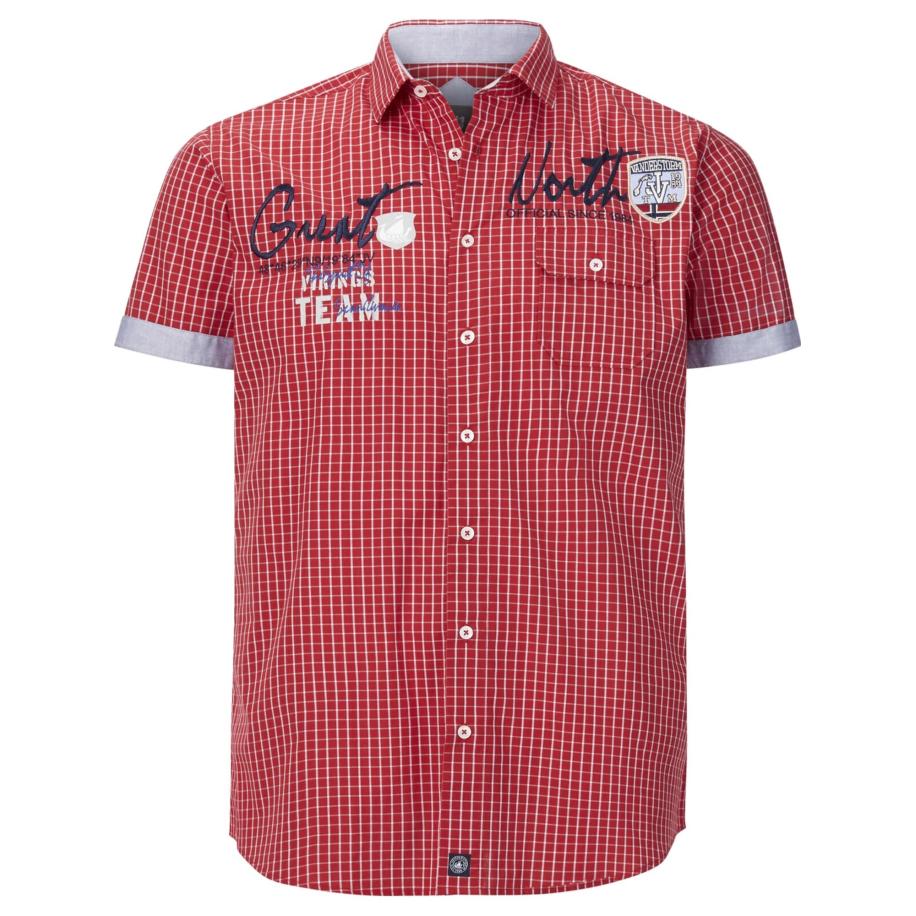 jan vanderstorm Jan Vanderstorm Overhemd Ajule blauw / bloedrood / zwart / wit -