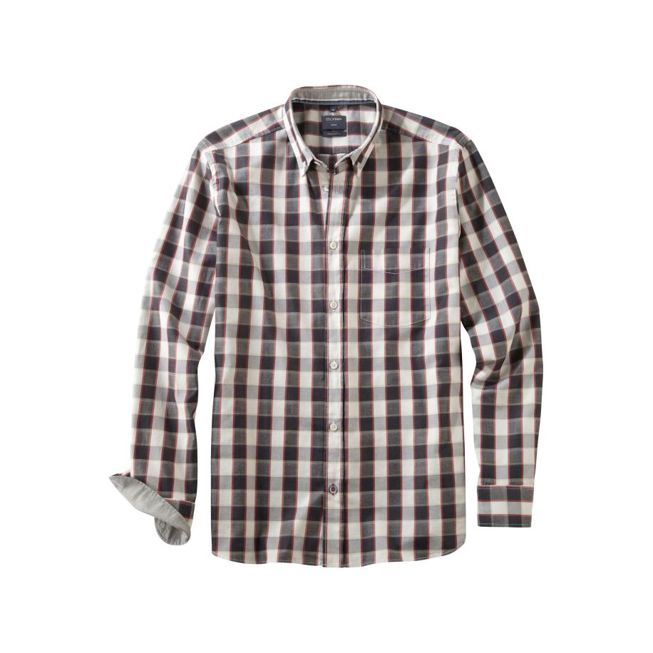OLYMP Casual Overhemd zwart, Ruit Zwart