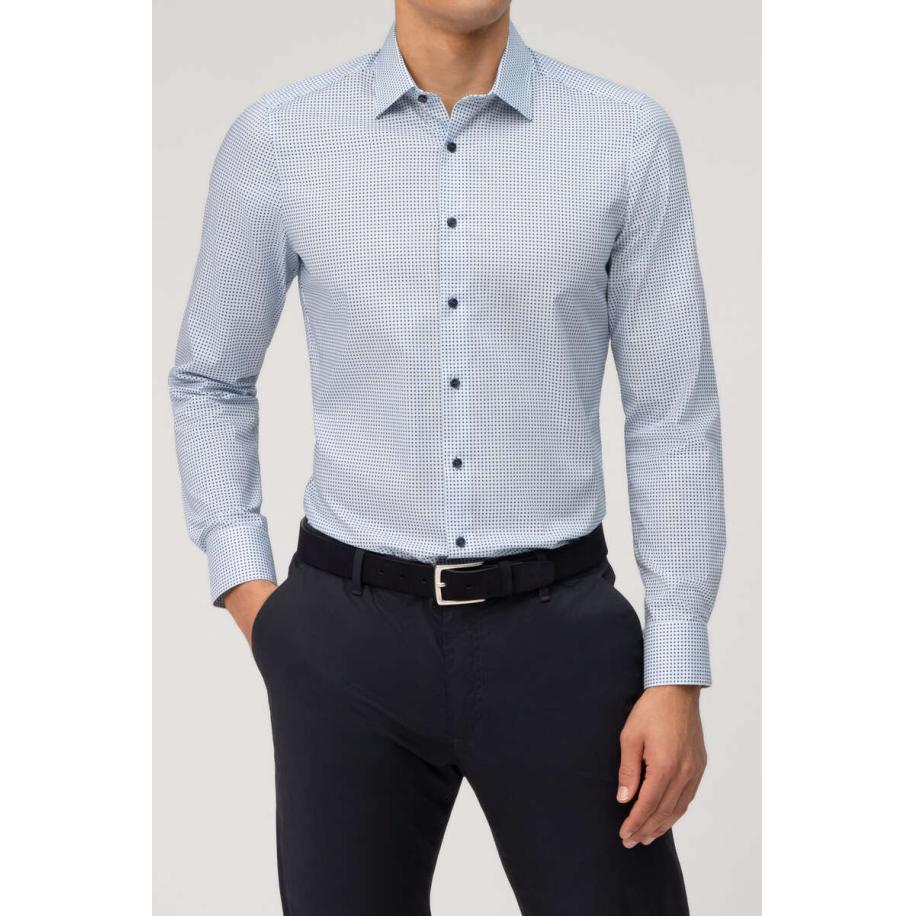 OLYMP Level Five Overhemd blauw, Bedrukt Blauw