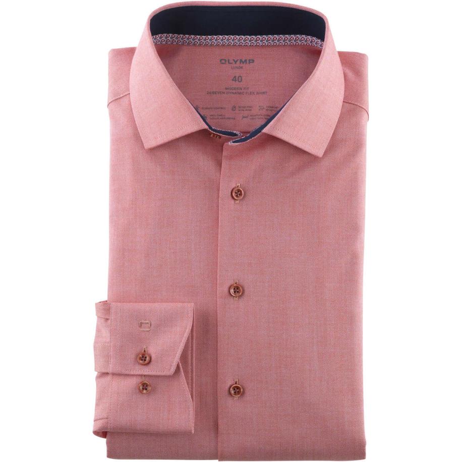 OLYMP Luxor 24/Seven Overhemd rood, Effen Rood