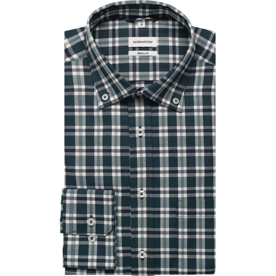 Seidensticker Flanellen Overhemd groen, Ruit Groen