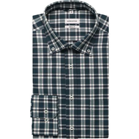 Seidensticker Flanellen Overhemd groen, Ruit