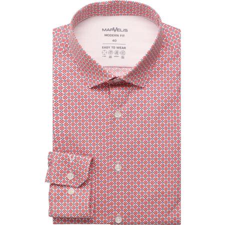 Marvelis Performance Overhemd wit/blauw/rood, Motief