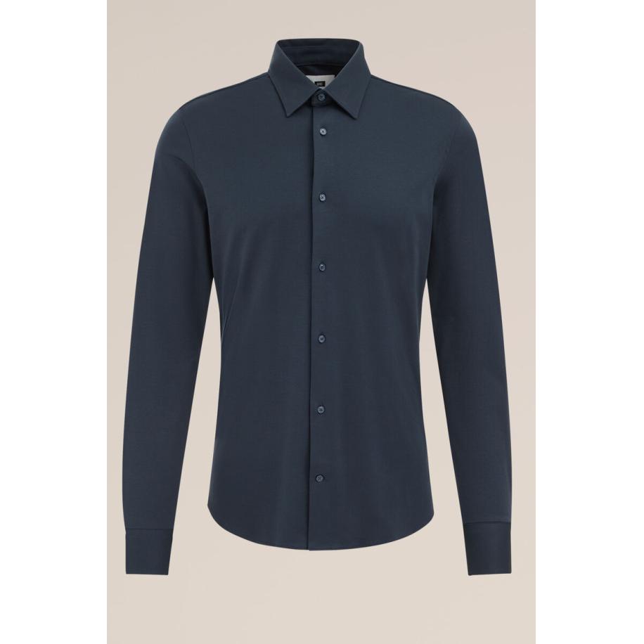 Fundamentals heren slim fit overhemd - Slim Fit - Indigo - Katoen - Maat: S Blauw