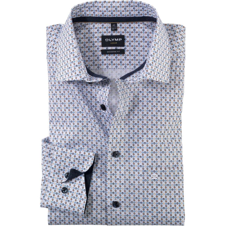 OLYMP Luxor Overhemd ML6 (vanaf 68 CM) blauw/bruin Blauw
