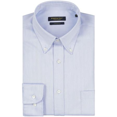 Steppin' Out Overhemd Herringbone Lichtblauw
