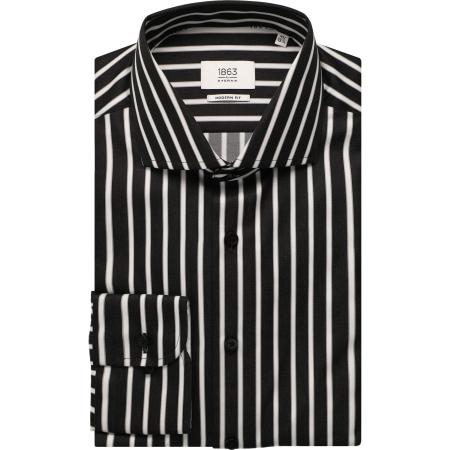 ETERNA 1863 Overhemd zwart, Gestreept