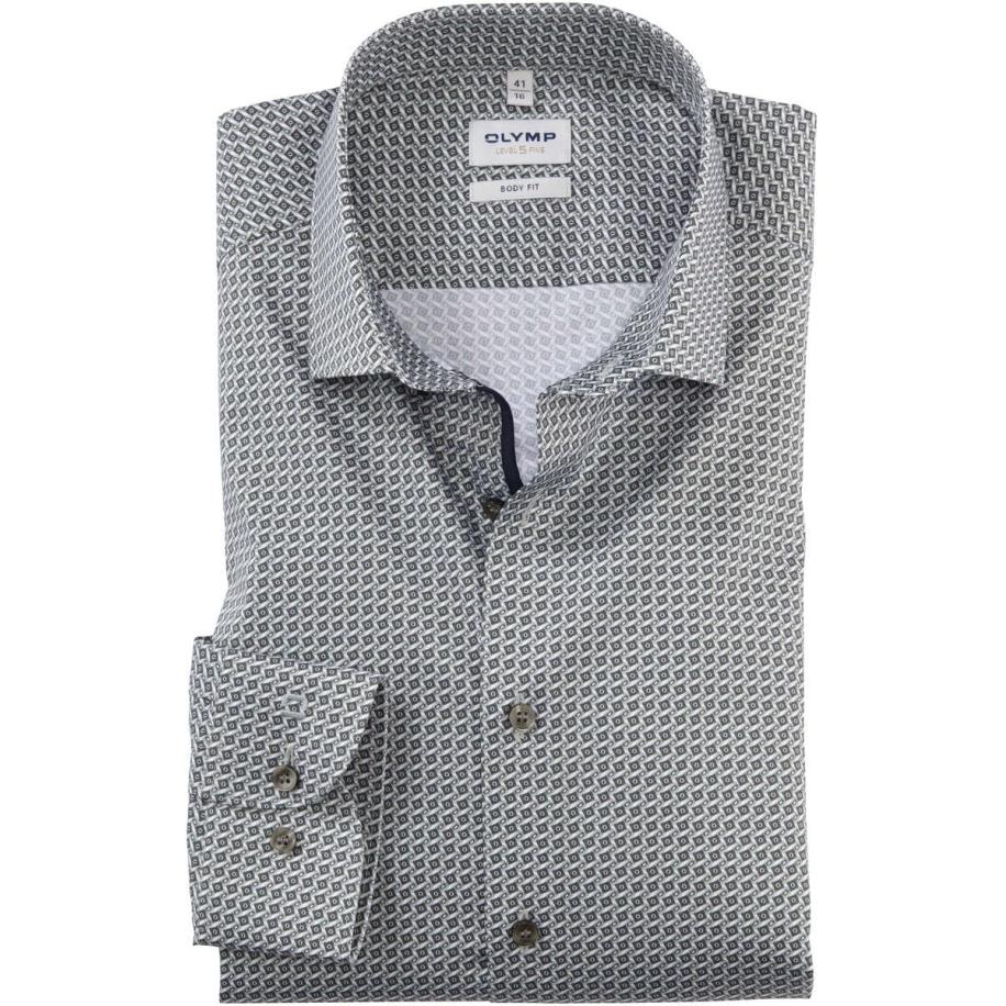 OLYMP Level Five Overhemd olijf, Motief Groen