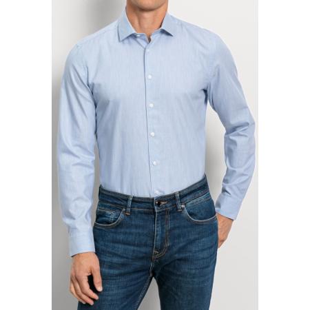 OLYMP Level Five Garment Washed Overhemd blauw, Melange