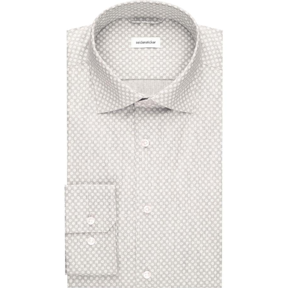 Seidensticker Flanellen Overhemd lichtgrijs, Bedrukt Grijs