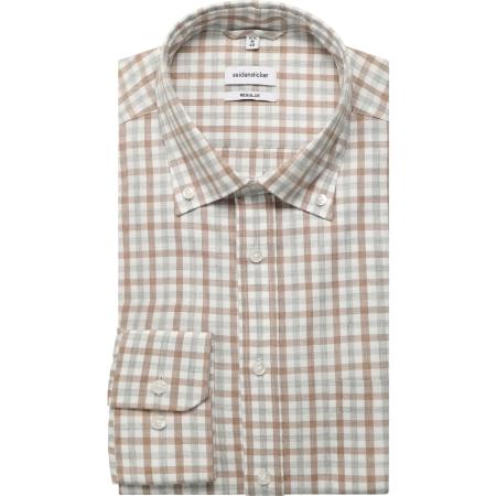 Seidensticker Flanellen Overhemd beige, Ruit