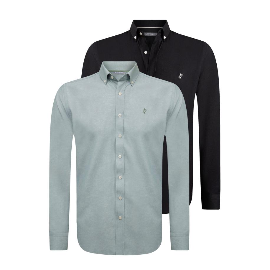 Jacey Quinn Jacey Quinn Overhemd Oxford mintgroen / zwart / wit -