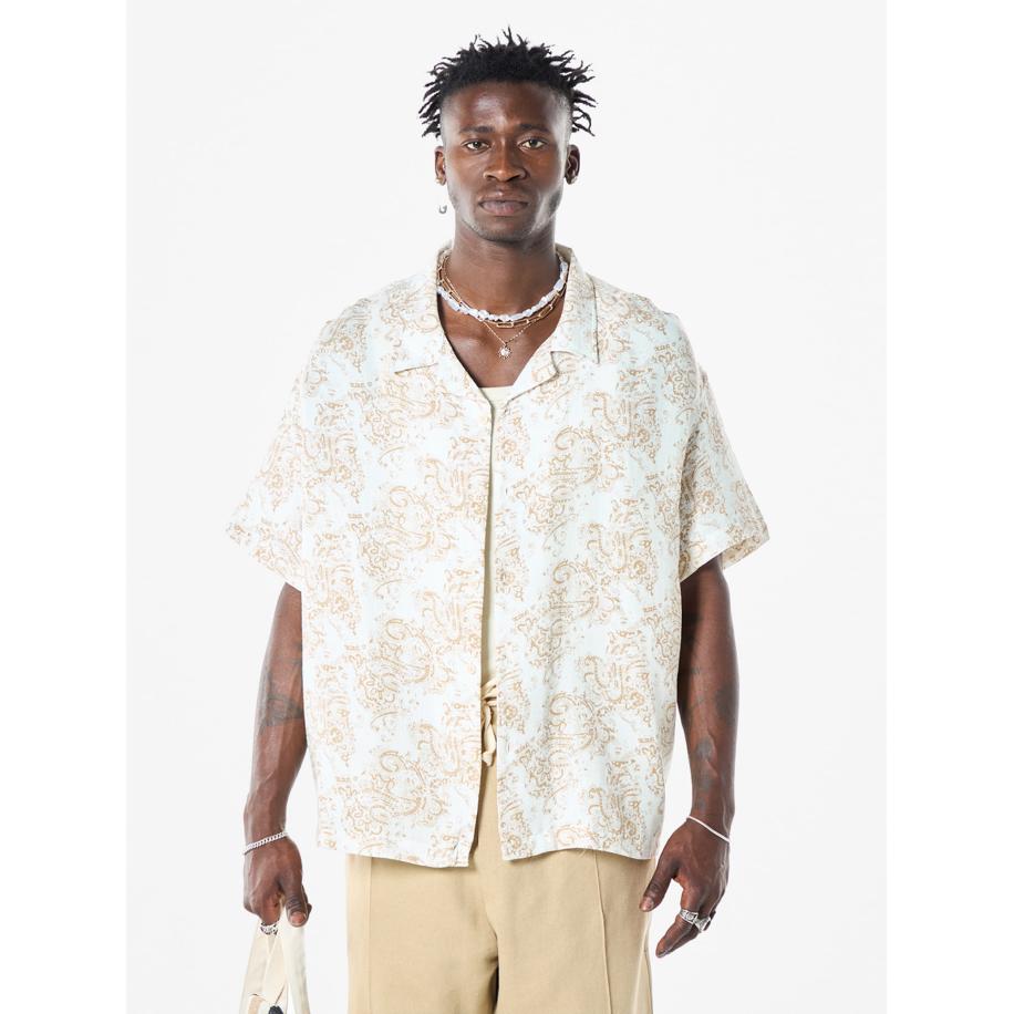 VAMOS CLO VAMOS CLO Overhemd beige gemêleerd / wit -