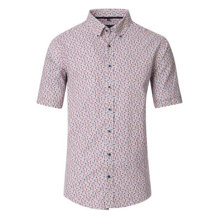 Casa Moda Linnen Overhemd rood, Bedrukt