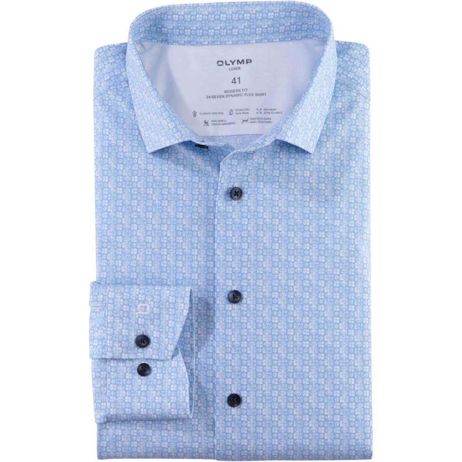 OLYMP Luxor 24/Seven Dynamic Flex Overhemd ML6 (vanaf 68 CM) blauw/wit Blauw