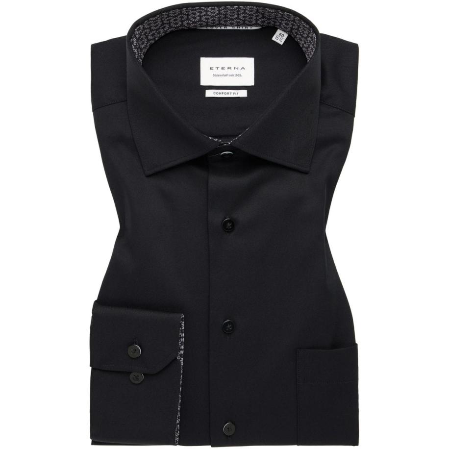 ETERNA Cover Shirt Overhemd zwart, Effen Zwart