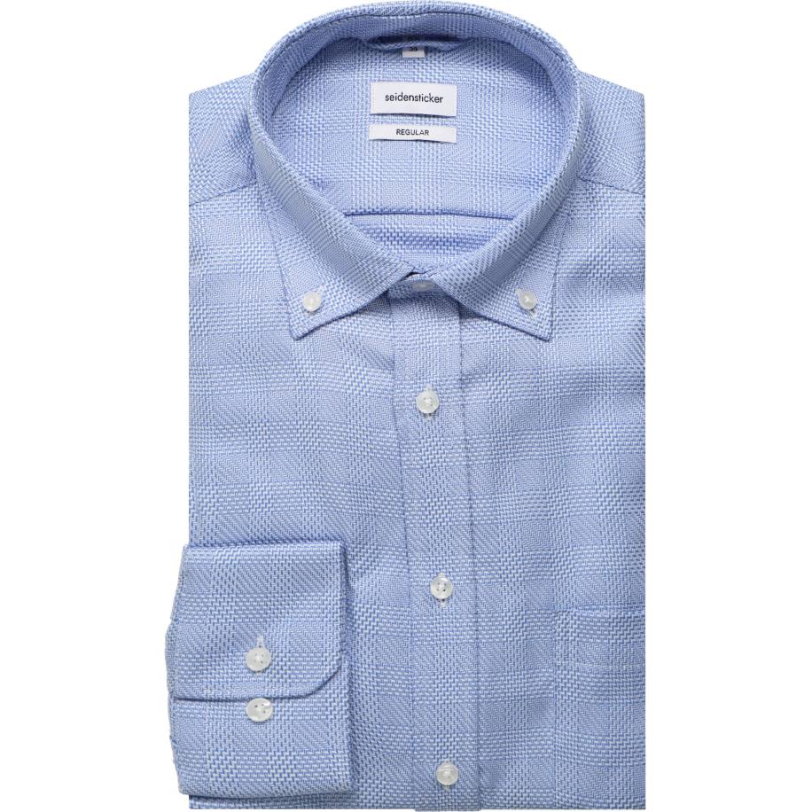 Seidensticker Overhemd blauw, Ruit Blauw