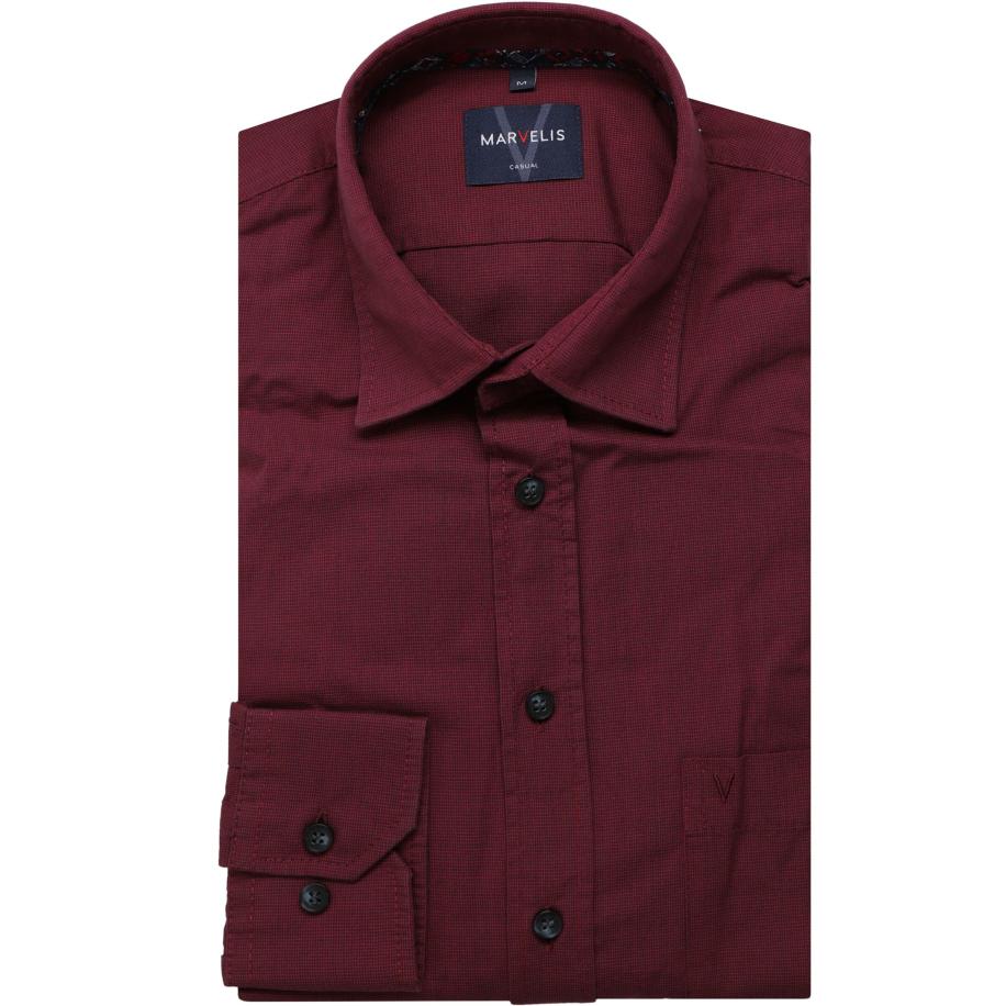 Marvelis Casual Overhemd rood, Effen Rood