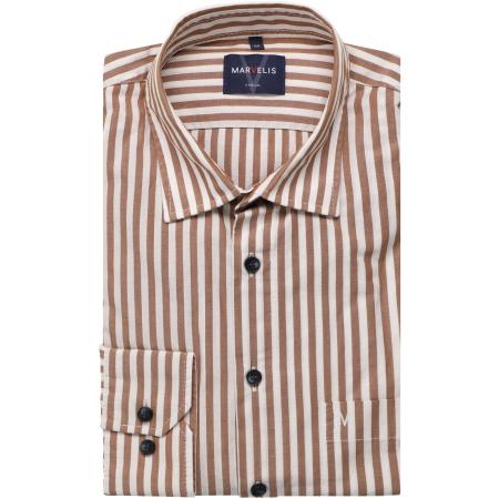 Marvelis Casual Overhemd bruin, Gestreept