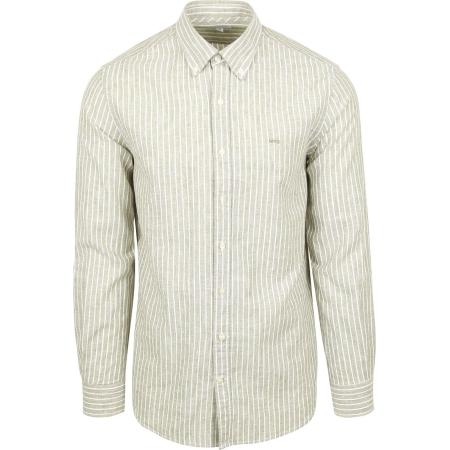 McGregor Overhemd Linnen Blend Streep Groen