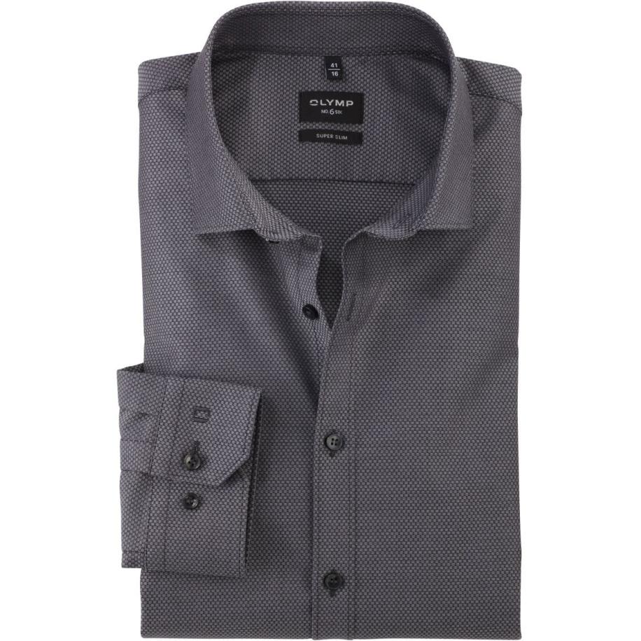 OLYMP No. Six Overhemd zilvergrijs, Faux-uni Grijs
