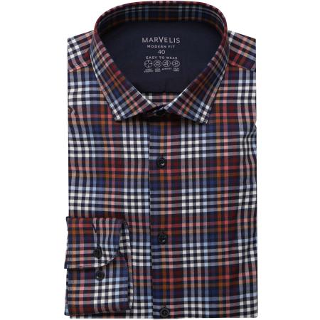 Marvelis Performance Overhemd marine, Ruit