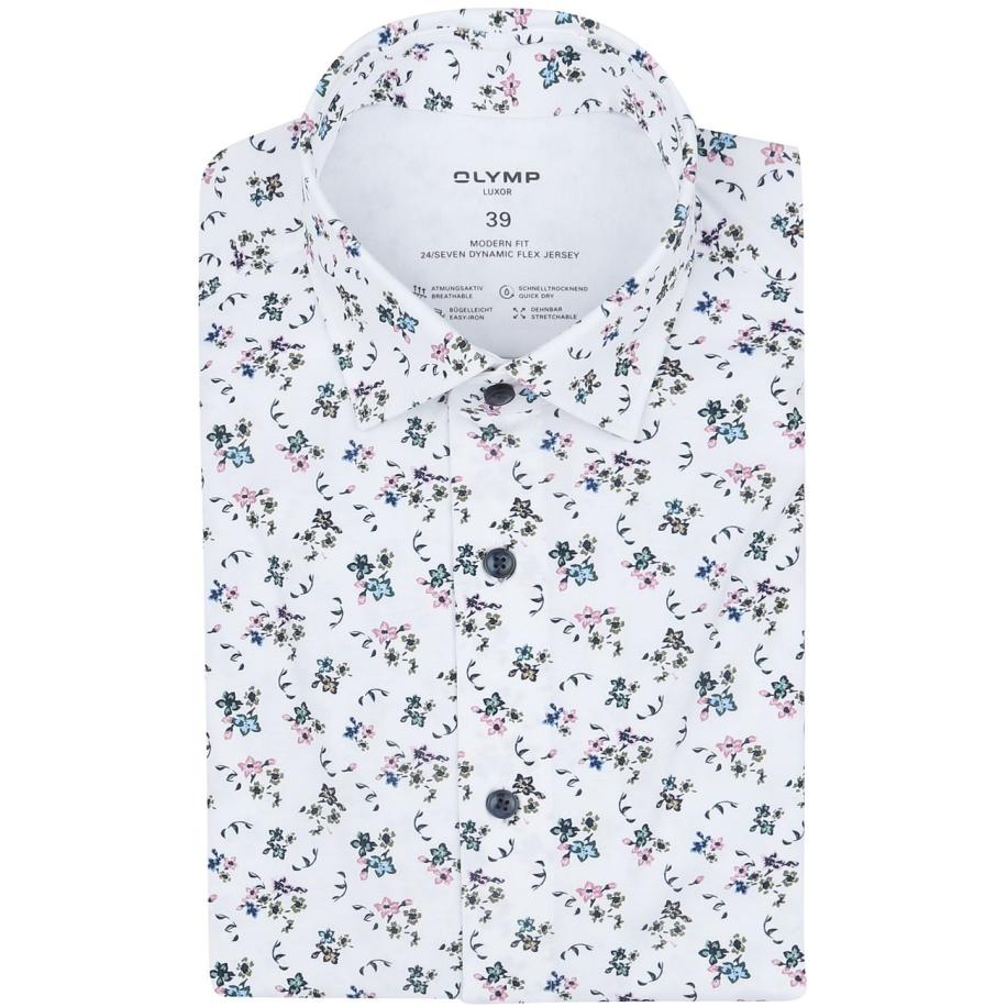 OLYMP Luxor Overhemd 24/Seven Print Wit Wit