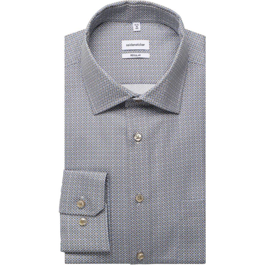 Seidensticker Overhemd zand, Motief Bruin