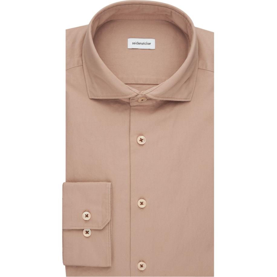 Seidensticker Smart Casual Overhemd beige, Effen Bruin