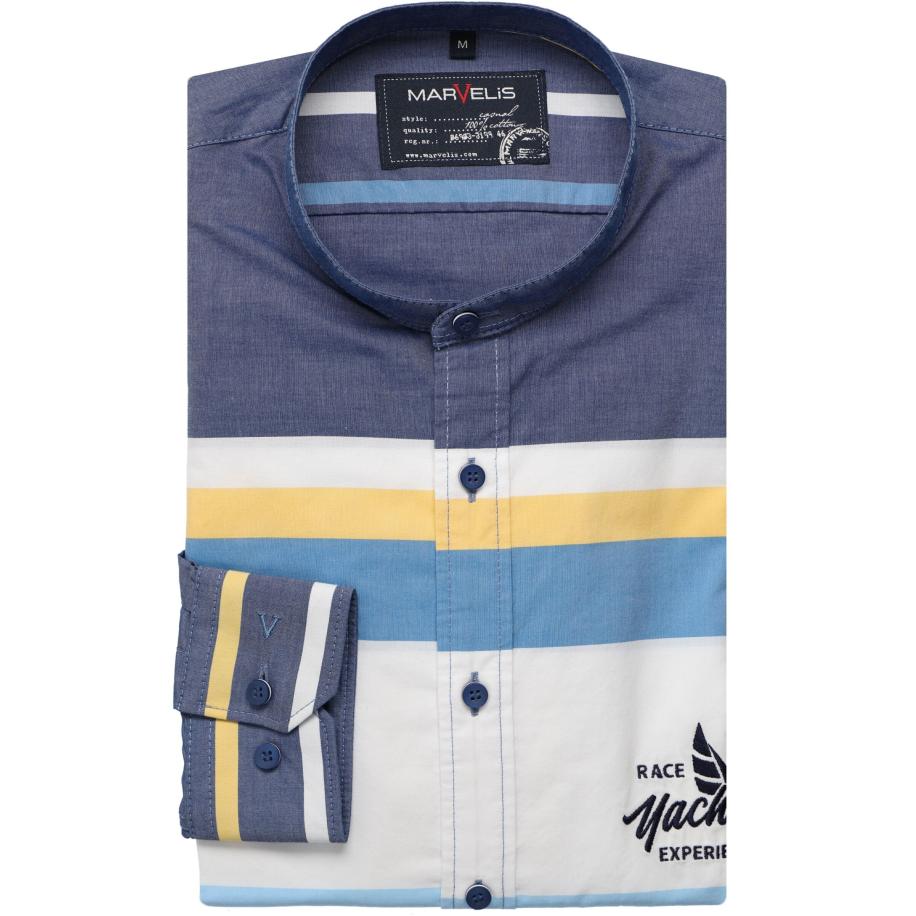 Marvelis Casual Overhemd blauw, Gestreept Blauw