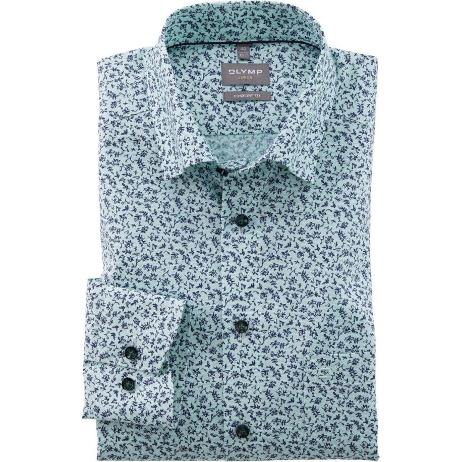 OLYMP Luxor Overhemd lichtgroen/blauw, Paisley Multicolor