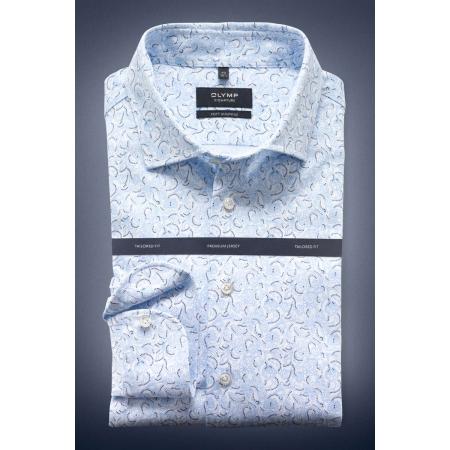 OLYMP SIGNATURE Soft Business Overhemd blauw, Motief