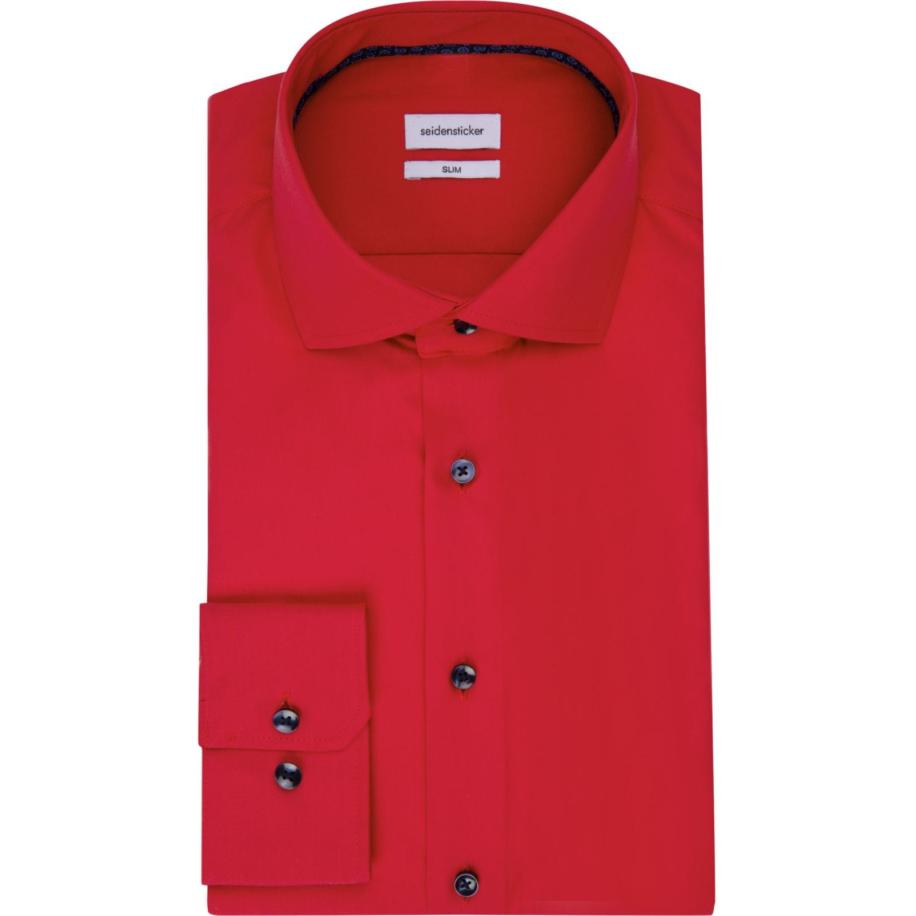 Seidensticker Overhemd rood, Effen Rood