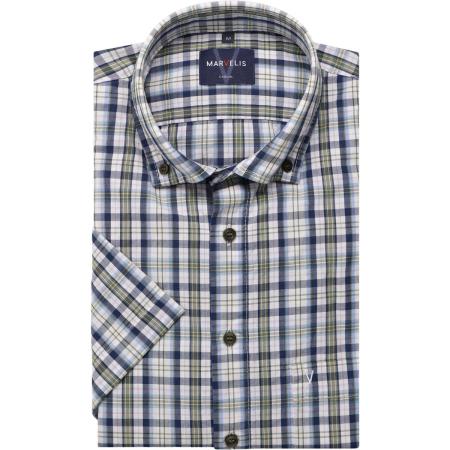 Marvelis Casual Overhemd Korte mouw olijf