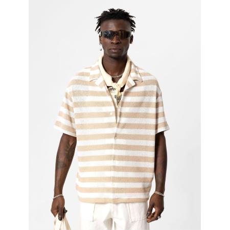 VAMOS CLO Overhemd beige / wit