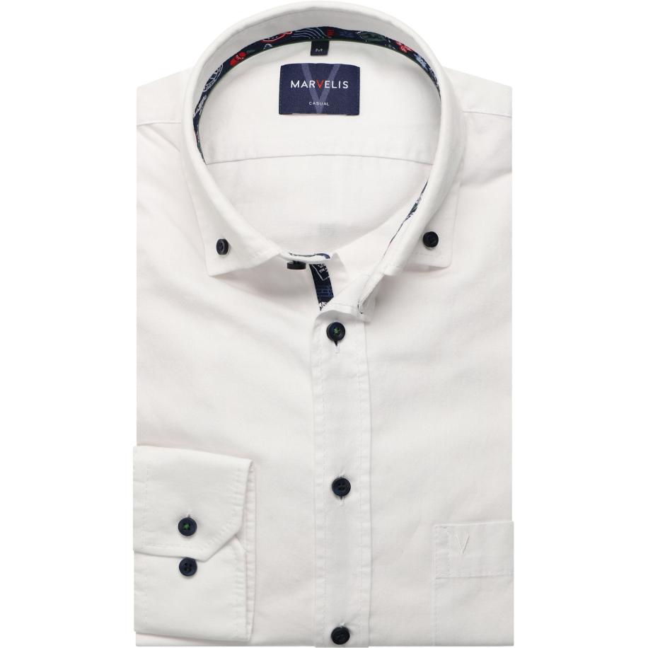 Marvelis Casual Overhemd wit, Effen Wit