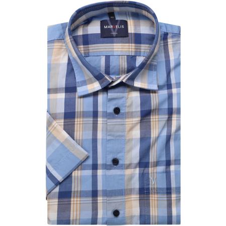 Marvelis Casual Overhemd Korte mouw blauw