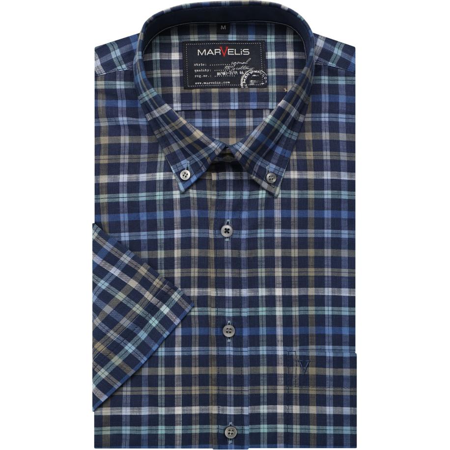 Marvelis Casual Overhemd Korte mouw kaki Bruin